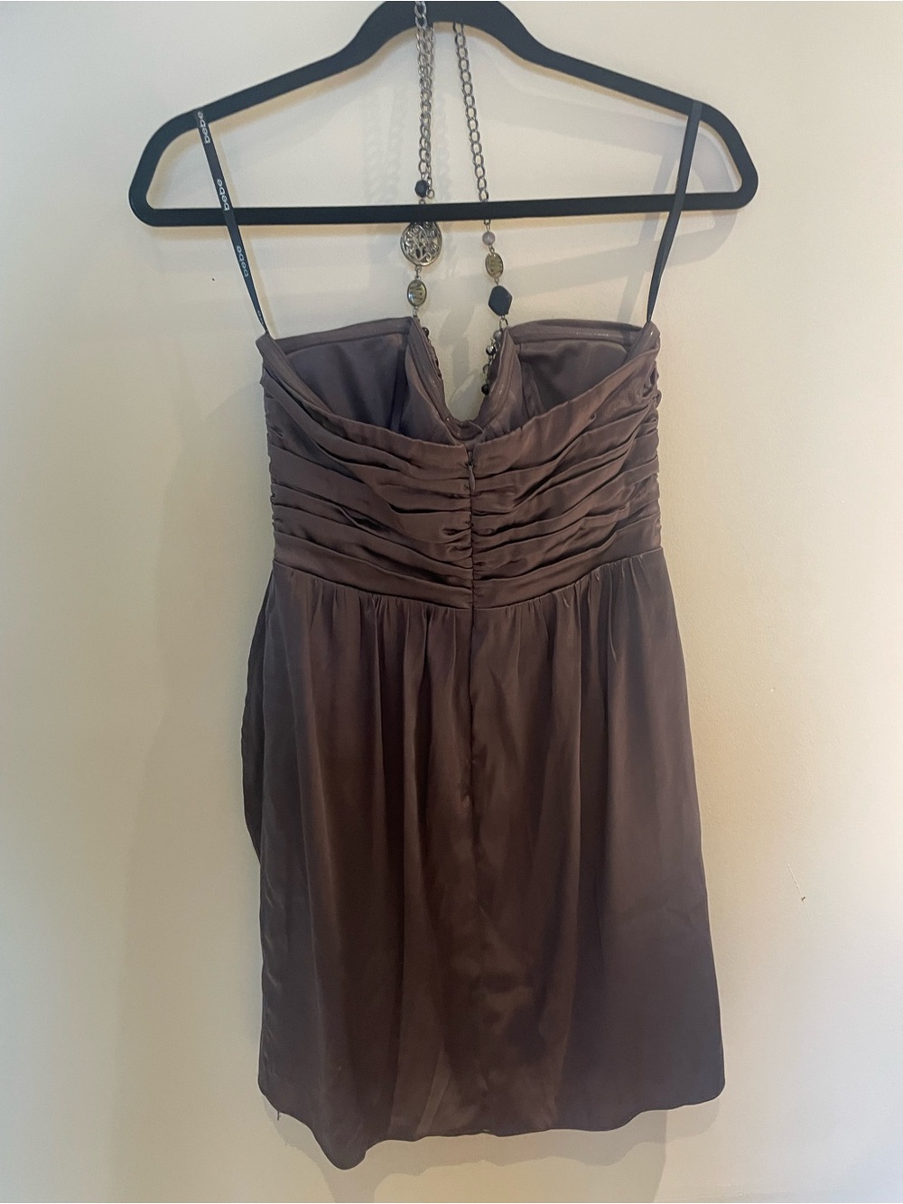 bebe Strapless Plum Cocktail Dress with Beaded Applique - Picture 3 of 4